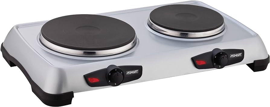 Smart Twin Electric Hot Plate 2500 Watt Silver SHP020T